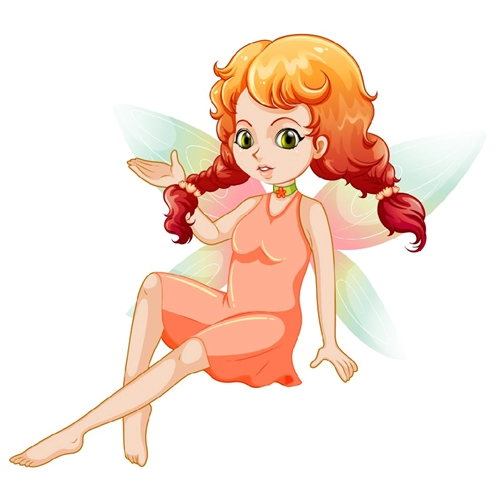 Orange Hair Sitting Fairy Cutout
